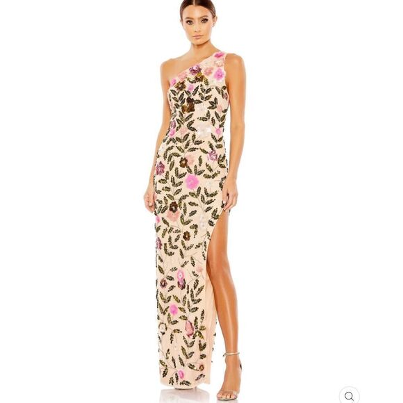 Mac Duggal 10903  Womens FLORAL SEQUINED ONE SHOULDER COLUMN GOWN - Picture 2 of 15